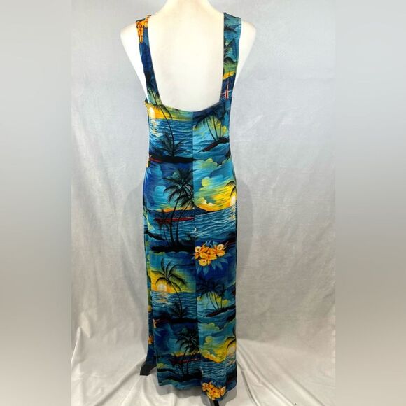 Vintage 90s tropical Hawaiian sunset print maxi beach dress size 1XL - Picture 4 of 4